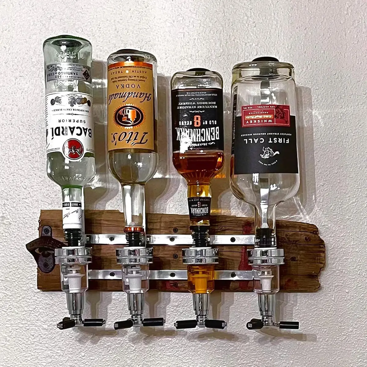 Whisky Beer And Wine - 1～6本用 アルコール飲料ディスペンサー、壁掛け式・回転式カクテルシェイカースタンド、ウイスキー・ワイン・ビール・アルコール飲料用バー・ドリンクディスペンサー