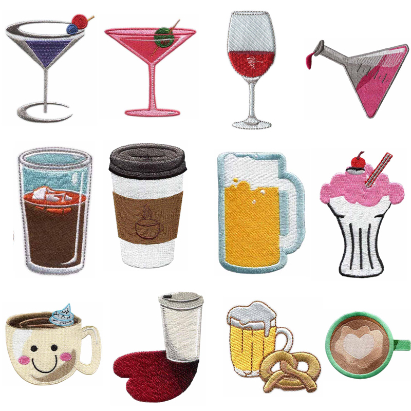カップ＆ドリンクをテーマにした、アイロンで貼り付けられる刺繍 - Wine Beer Hat のレビューと価格