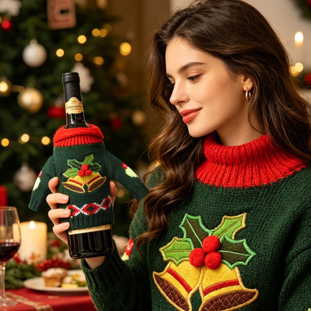 エルク柄のワインボトルカバー。ミニサンタ帽付きで、繰り返し使 - Wine Beer Hat のレビューと価格