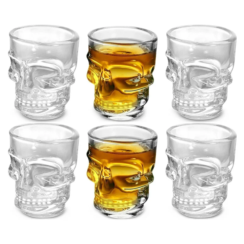 クリエイティブスカルヘッドショットグラス、クリアクリスタルワ - Whisky Beer And Wine のレビューと価格