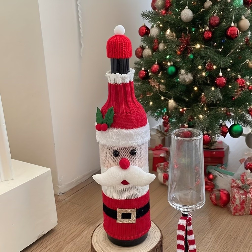 ミニサンタ帽子付きのニット製ワインボトルカバー、サンタクロー - Wine Beer Hat のレビューと価格