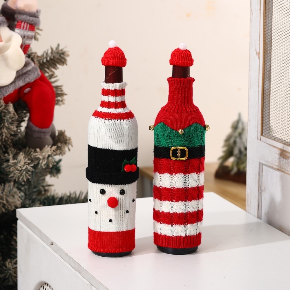 ミニサンタ帽子付きのニット製ワインボトルカバー、サンタクロー - Wine Beer Hat のレビューと価格