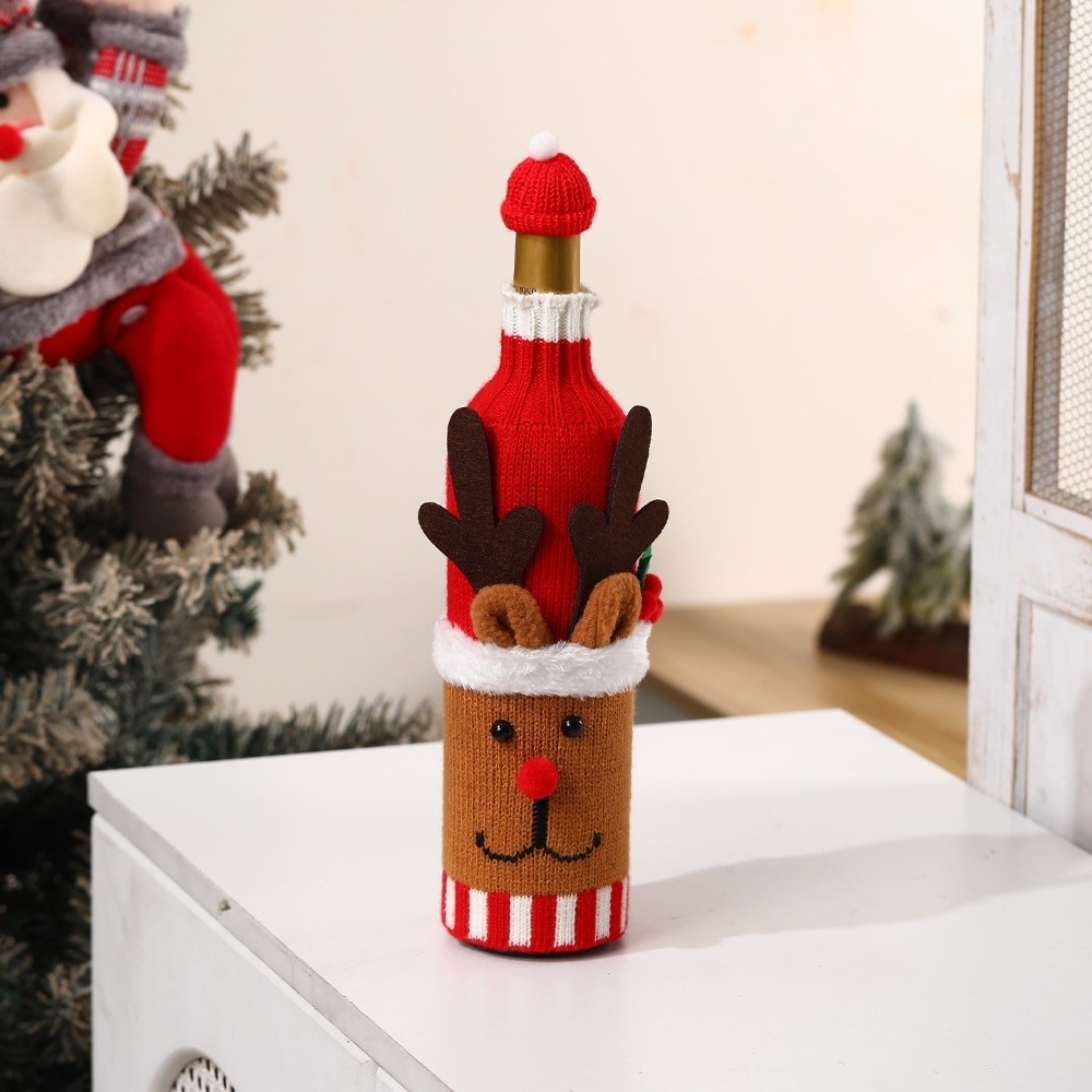 ミニサンタ帽子付きのニット製ワインボトルカバー、サンタクロー - Wine Beer Hat のレビューと価格