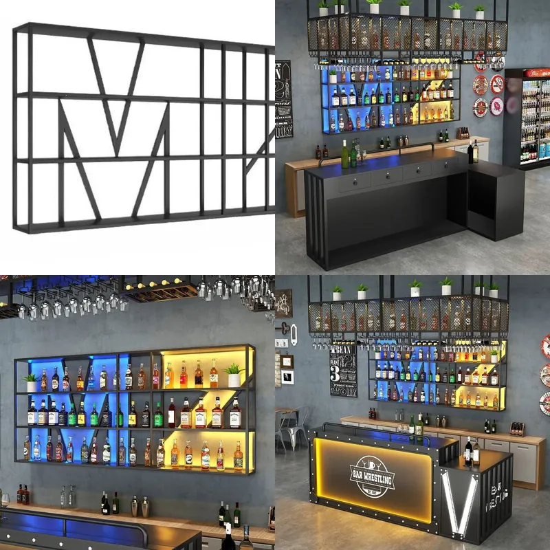 壁掛け式錬鉄製ワインラック バーカウンターディスプレイスタン - Wine & Beer Guayaquil のレビューと価格
